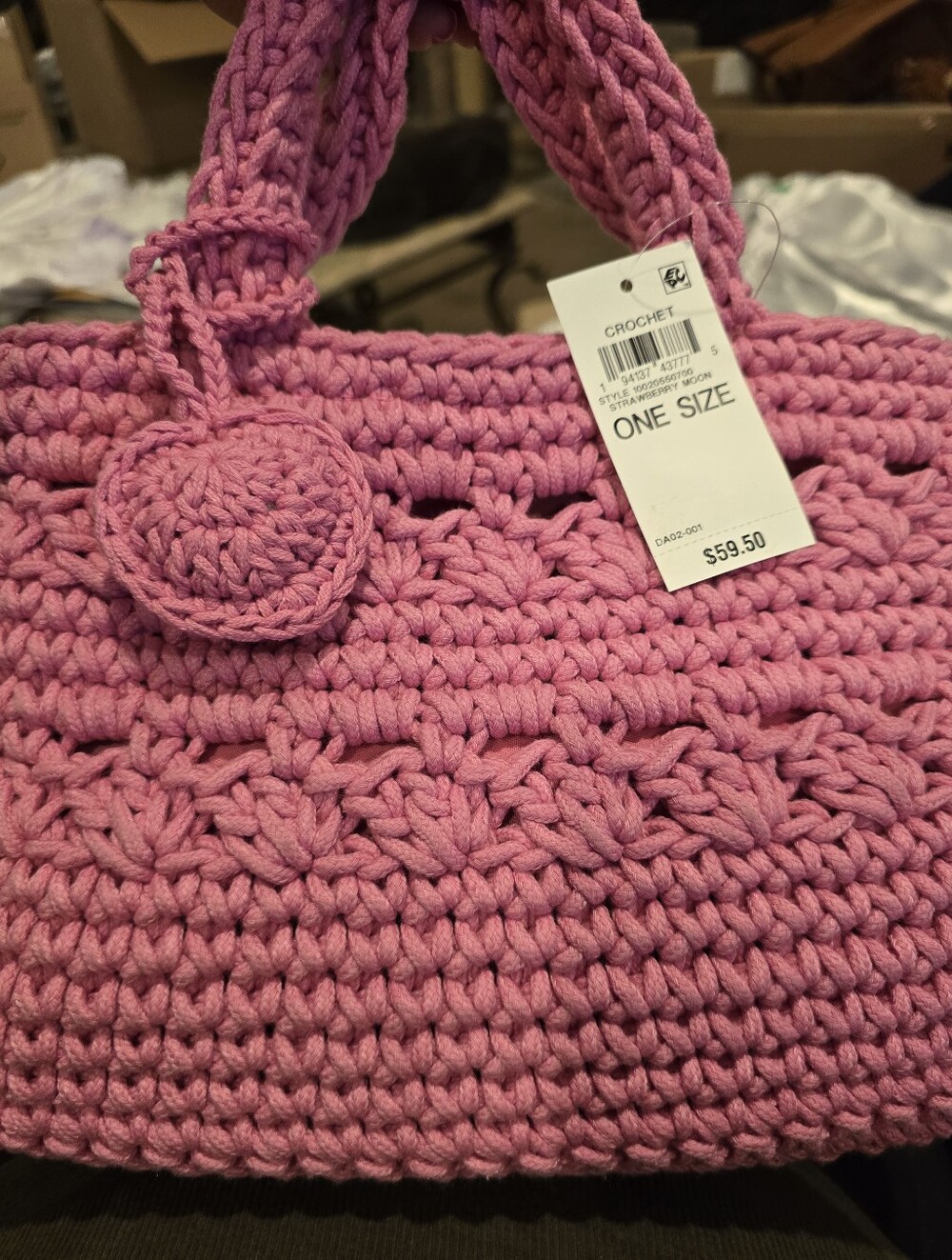 On 34th Crochet Medium Tote Bag, Exclusively at Macy's - Strawberry Moon NWT